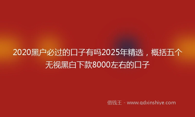 2020黑户必过的口子有吗2025年精选，概括五个无视黑白下款8000左右的口子