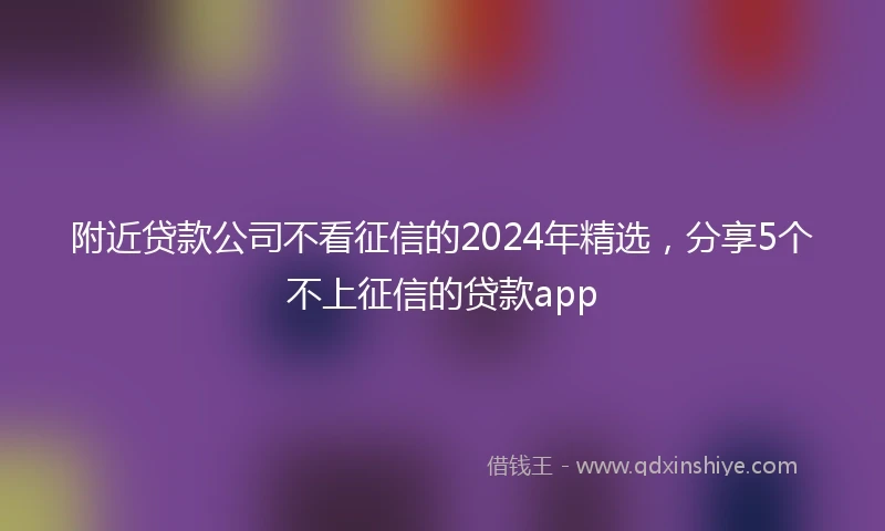 附近贷款公司不看征信的2024年精选，分享5个不上征信的贷款app