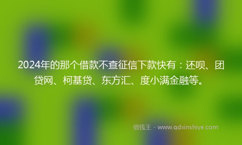 2024年的那个借款不查征信下款快有：还呗、团贷网、柯基贷、东方汇、度小满金融等。