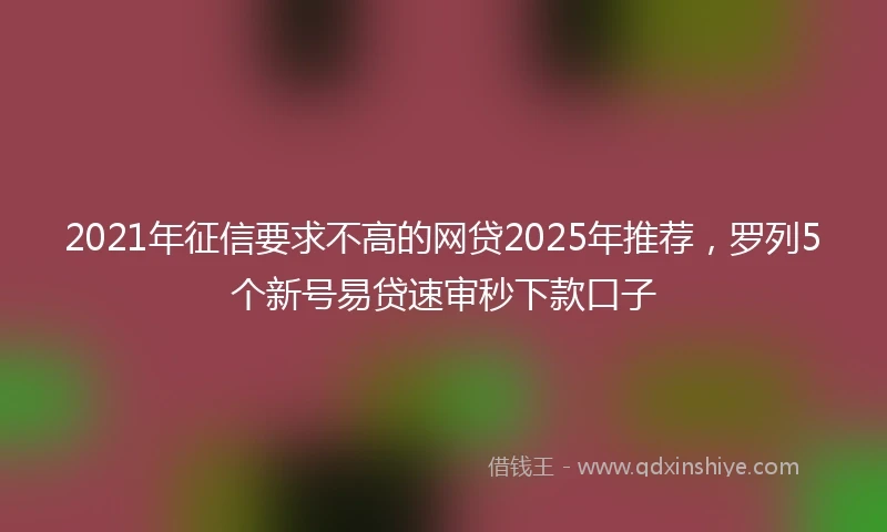 2021年征信要求不高的网贷2025年推荐，罗列5个新号易贷速审秒下款口子