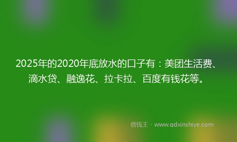 2025年的2020年底放水的口子有：美团生活费、滴水贷、融逸花、拉卡拉、百度有钱花等。