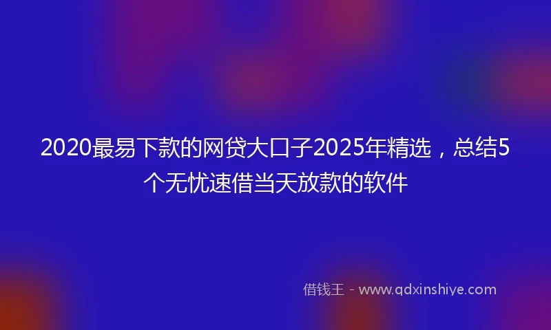 2020最易下款的网贷大口子2025年精选，总结5个无忧速借当天放款的软件