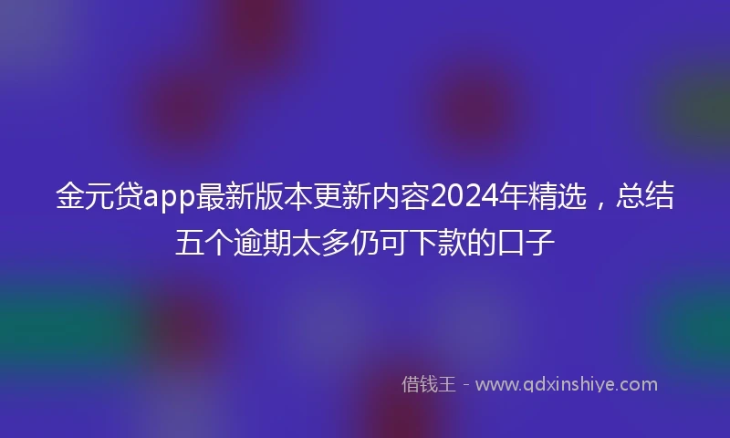 金元贷app最新版本更新内容2024年精选，总结五个逾期太多仍可下款的口子