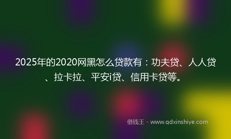 2025年的2020网黑怎么贷款有：功夫贷、人人贷、拉卡拉、平安i贷、信用卡贷等。