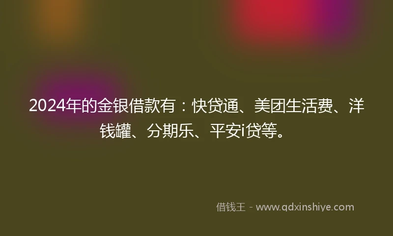 2024年的金银借款有：快贷通、美团生活费、洋钱罐、分期乐、平安i贷等。