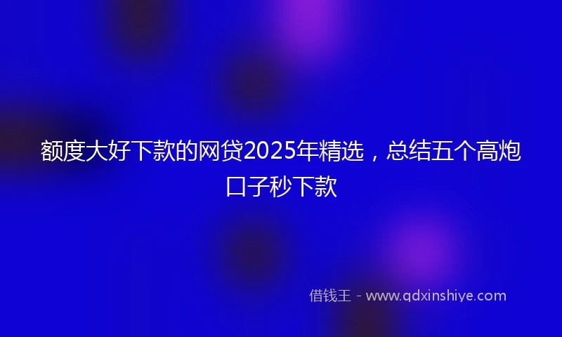 额度大好下款的网贷2025年精选，总结五个高炮口子秒下款