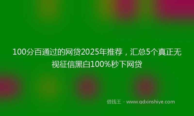 100分百通过的网贷2025年推荐，汇总5个真正无视征信黑白100%秒下网贷