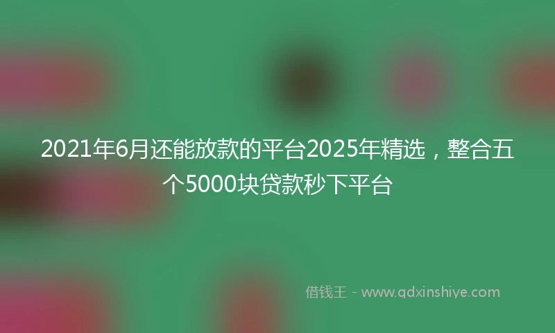 2021年6月还能放款的平台2025年精选，整合五个5000块贷款秒下平台