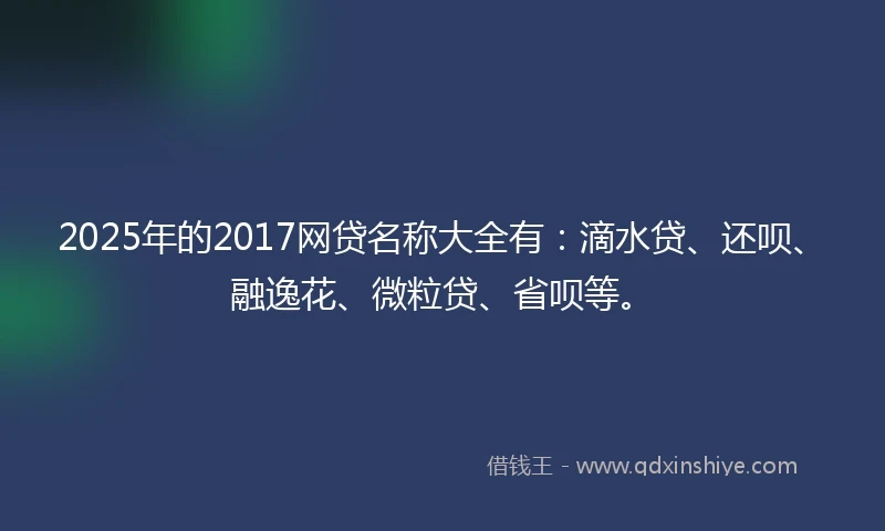 2025年的2017网贷名称大全有：滴水贷、还呗、融逸花、微粒贷、省呗等。