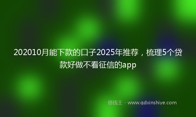 202010月能下款的口子2025年推荐，梳理5个贷款好做不看征信的app