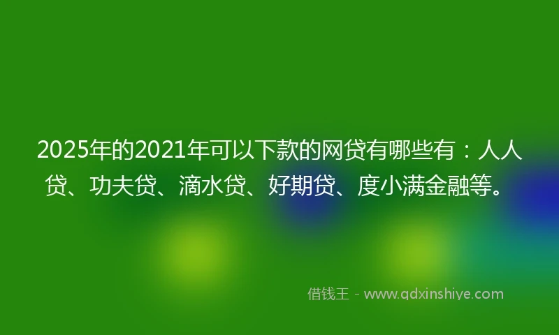 2025年的2021年可以下款的网贷有哪些有：人人贷、功夫贷、滴水贷、好期贷、度小满金融等。