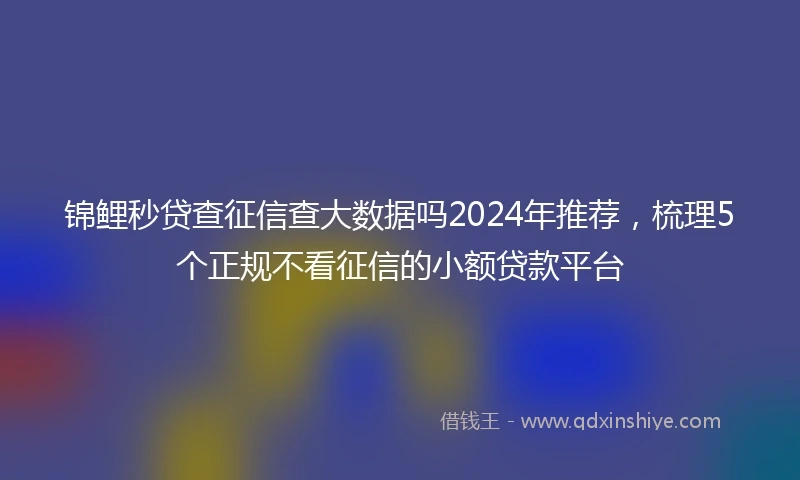 锦鲤秒贷查征信查大数据吗2024年推荐，梳理5个正规不看征信的小额贷款平台