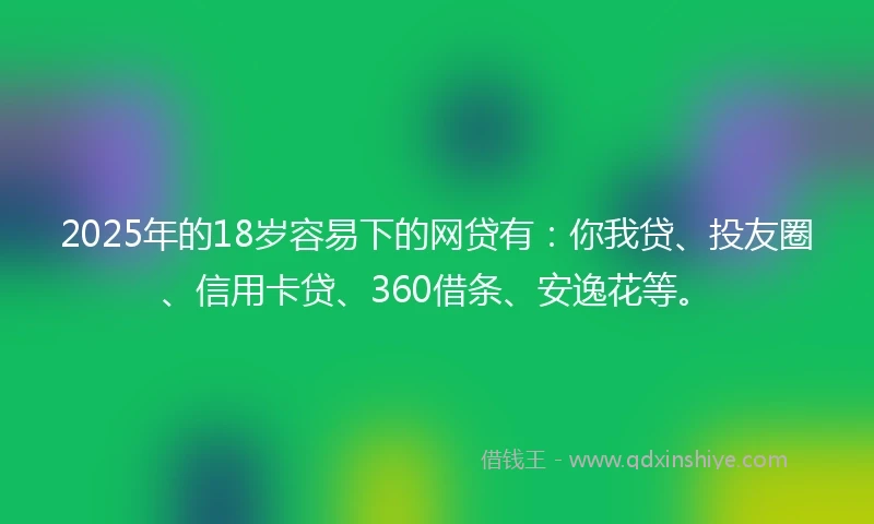 2025年的18岁容易下的网贷有：你我贷、投友圈、信用卡贷、360借条、安逸花等。
