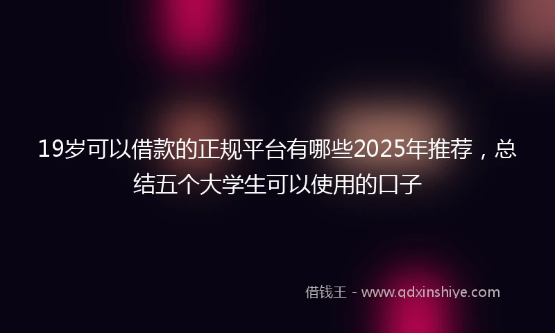 19岁可以借款的正规平台有哪些2025年推荐，总结五个大学生可以使用的口子