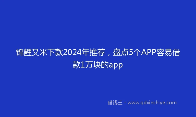 锦鲤又米下款2024年推荐，盘点5个APP容易借款1万块的app