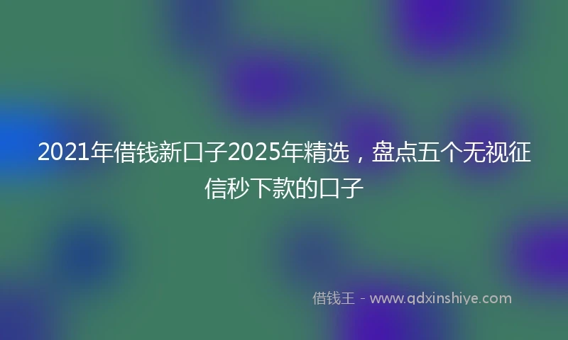 2021年借钱新口子2025年精选，盘点五个无视征信秒下款的口子