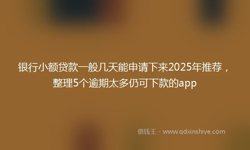 银行小额贷款一般几天能申请下来2025年推荐，整理5个逾期太多仍可下款的app