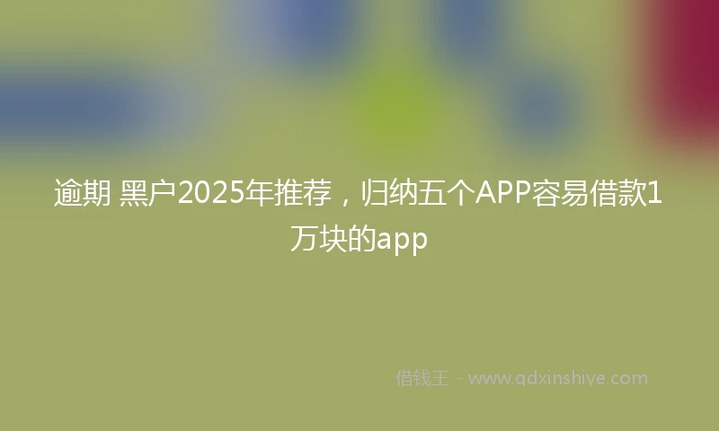 逾期 黑户2025年推荐，归纳五个APP容易借款1万块的app