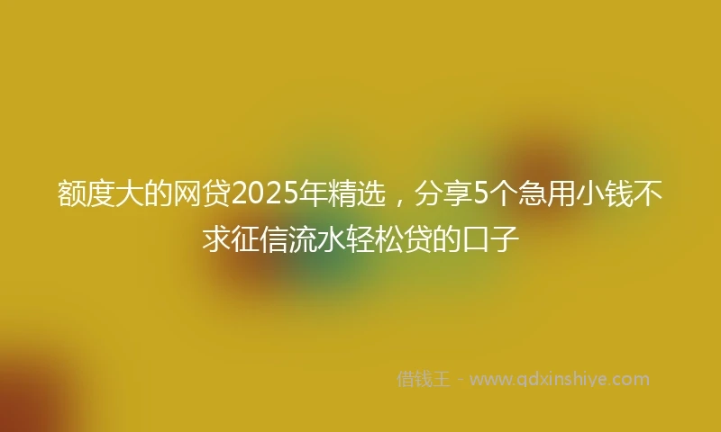 额度大的网贷2025年精选，分享5个急用小钱不求征信流水轻松贷的口子