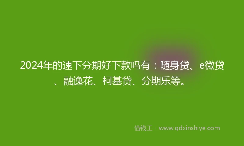 2024年的速下分期好下款吗有：随身贷、e微贷、融逸花、柯基贷、分期乐等。