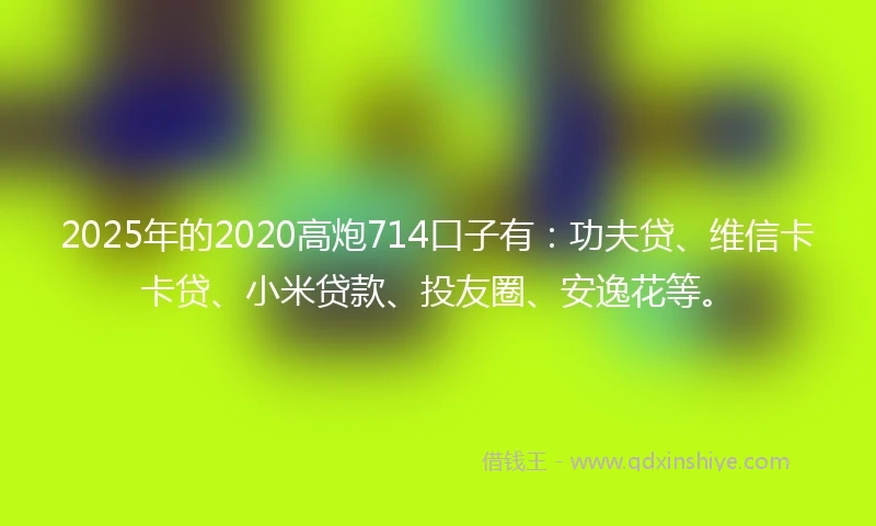 2025年的2020高炮714口子有：功夫贷、维信卡卡贷、小米贷款、投友圈、安逸花等。