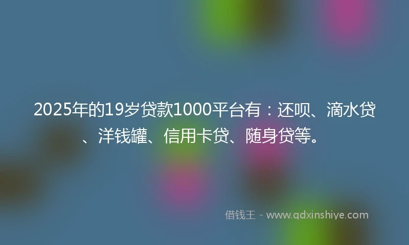 2025年的19岁贷款1000平台有：还呗、滴水贷、洋钱罐、信用卡贷、随身贷等。