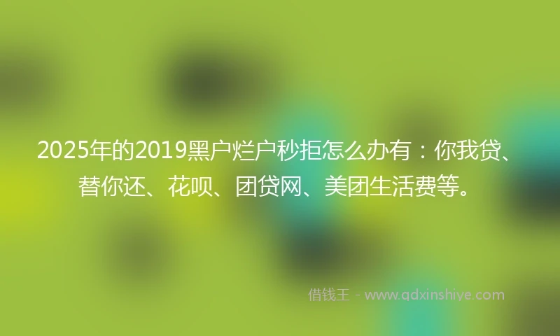 2025年的2019黑户烂户秒拒怎么办有：你我贷、替你还、花呗、团贷网、美团生活费等。