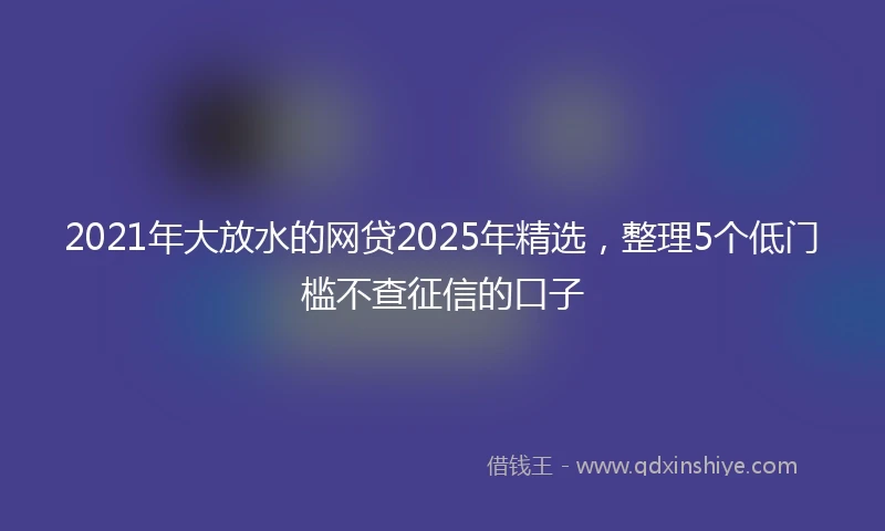 2021年大放水的网贷2025年精选，整理5个低门槛不查征信的口子