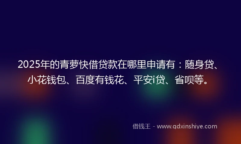 2025年的青萝快借贷款在哪里申请有：随身贷、小花钱包、百度有钱花、平安i贷、省呗等。