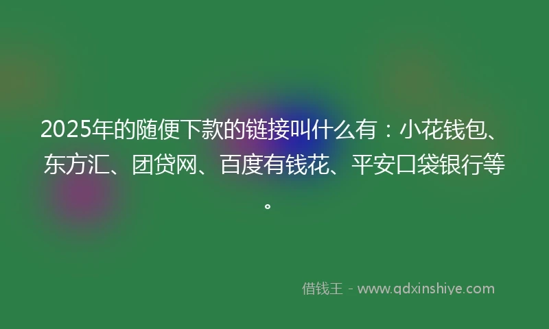 2025年的随便下款的链接叫什么有：小花钱包、东方汇、团贷网、百度有钱花、平安口袋银行等。