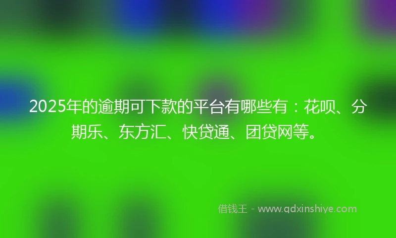 2025年的逾期可下款的平台有哪些有：花呗、分期乐、东方汇、快贷通、团贷网等。