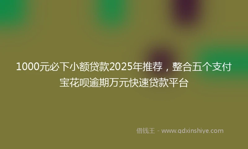 1000元必下小额贷款2025年推荐，整合五个支付宝花呗逾期万元快速贷款平台