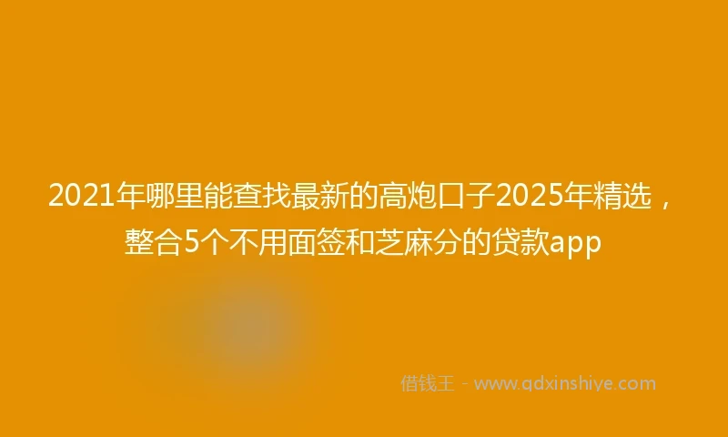 2021年哪里能查找最新的高炮口子2025年精选，整合5个不用面签和芝麻分的贷款app