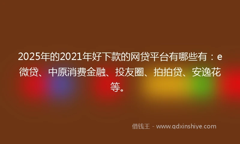 2025年的2021年好下款的网贷平台有哪些有：e微贷、中原消费金融、投友圈、拍拍贷、安逸花等。