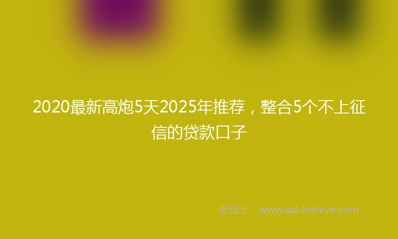 2020最新高炮5天2025年推荐，整合5个不上征信的贷款口子