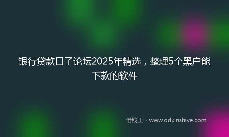 银行贷款口子论坛2025年精选，整理5个黑户能下款的软件