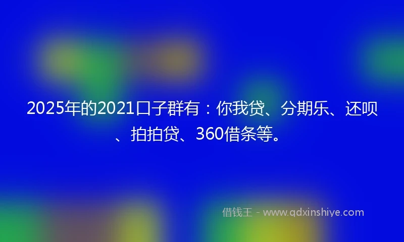 2025年的2021口子群有：你我贷、分期乐、还呗、拍拍贷、360借条等。