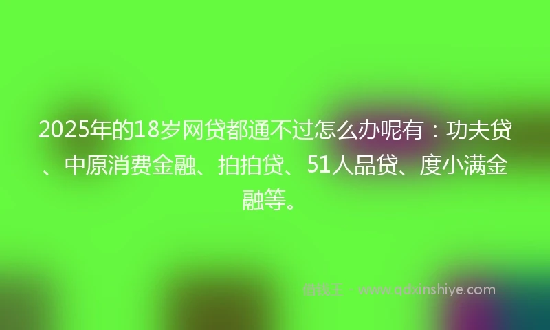 2025年的18岁网贷都通不过怎么办呢有：功夫贷、中原消费金融、拍拍贷、51人品贷、度小满金融等。
