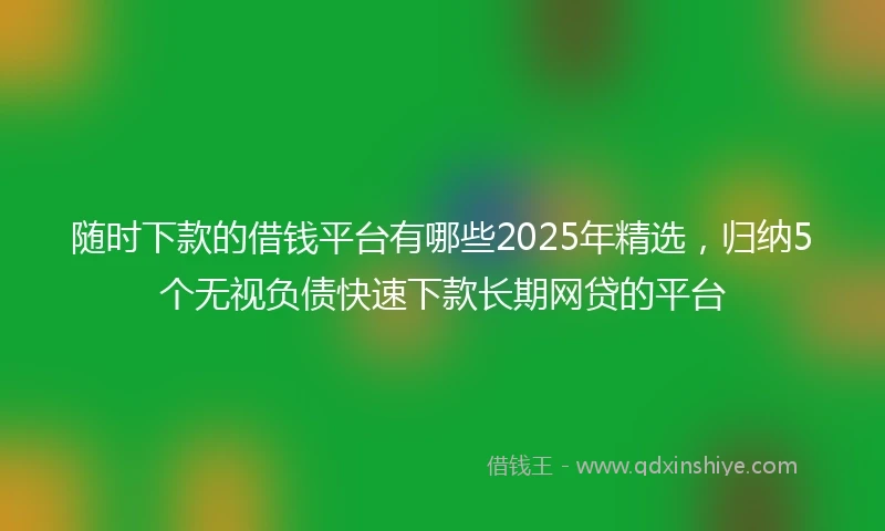 随时下款的借钱平台有哪些2025年精选，归纳5个无视负债快速下款长期网贷的平台