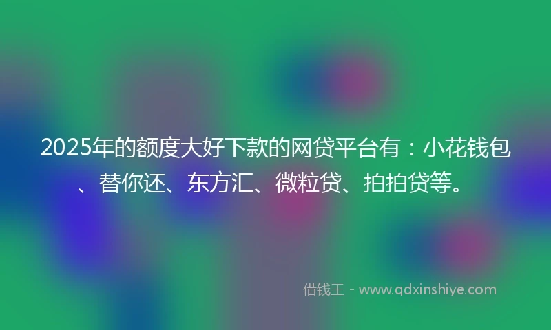 2025年的额度大好下款的网贷平台有：小花钱包、替你还、东方汇、微粒贷、拍拍贷等。
