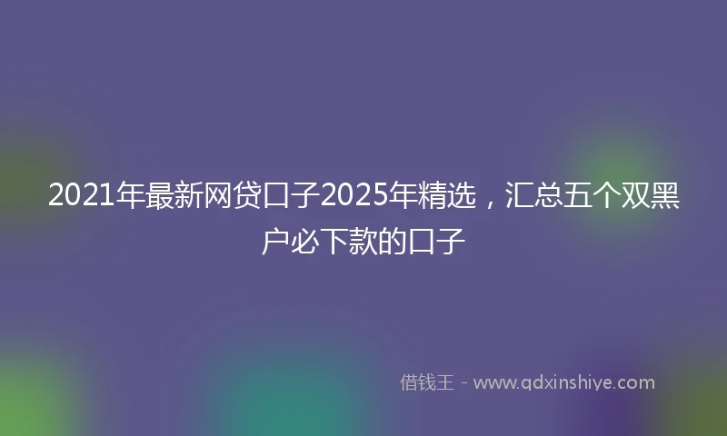 2021年最新网贷口子2025年精选，汇总五个双黑户必下款的口子