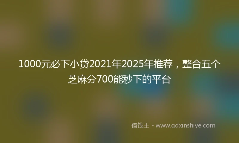 1000元必下小贷2021年2025年推荐，整合五个芝麻分700能秒下的平台