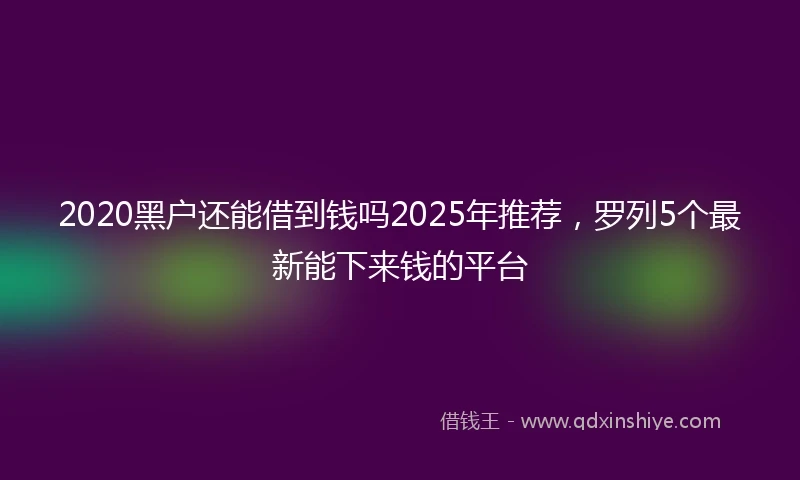 2020黑户还能借到钱吗2025年推荐，罗列5个最新能下来钱的平台