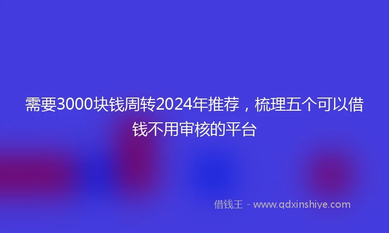 需要3000块钱周转2024年推荐，梳理五个可以借钱不用审核的平台