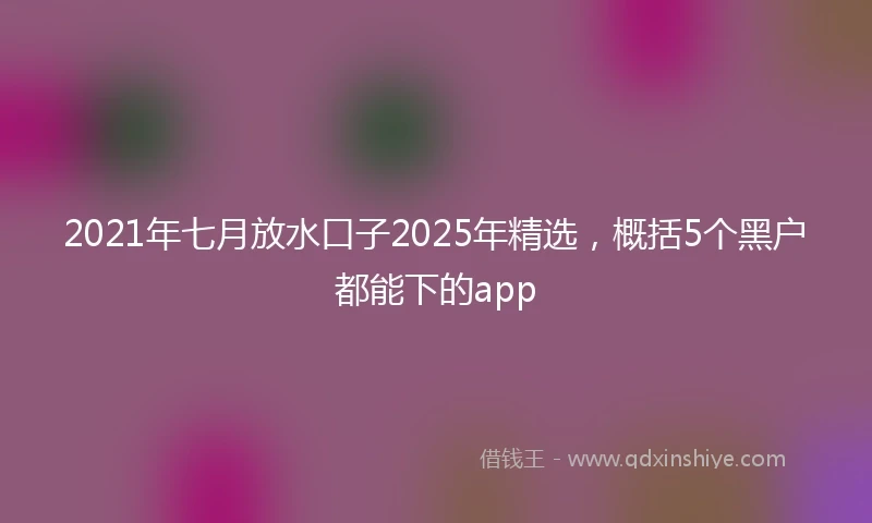 2021年七月放水口子2025年精选，概括5个黑户都能下的app