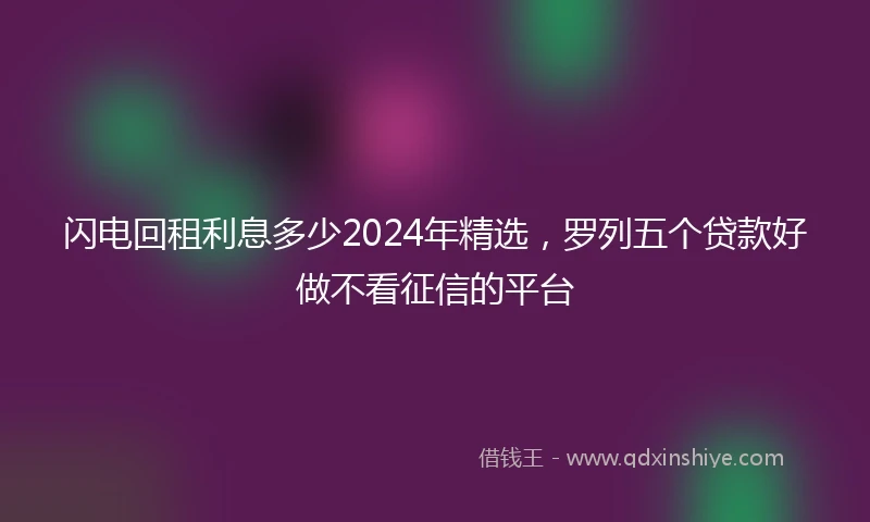 闪电回租利息多少2024年精选，罗列五个贷款好做不看征信的平台
