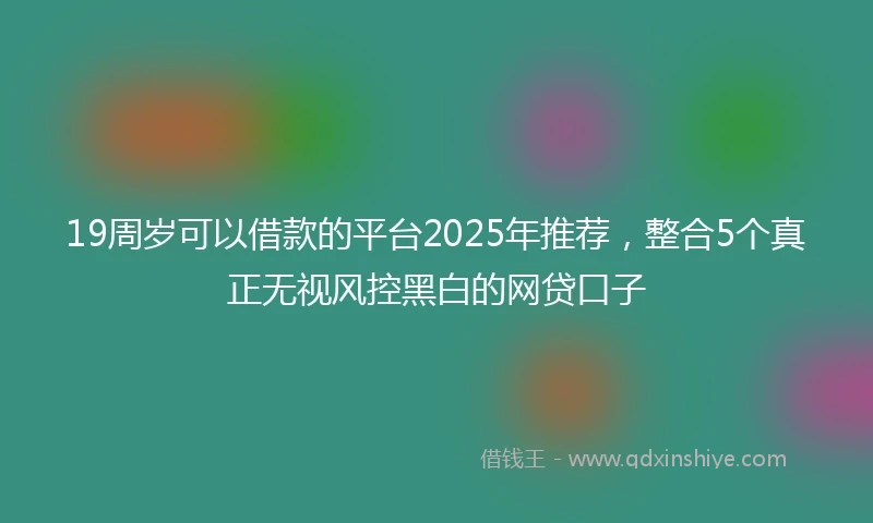 19周岁可以借款的平台2025年推荐，整合5个真正无视风控黑白的网贷口子