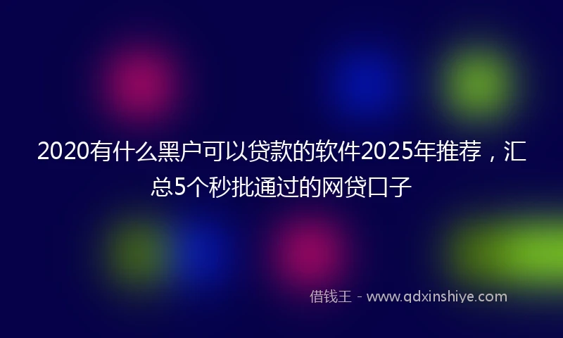 2020有什么黑户可以贷款的软件2025年推荐，汇总5个秒批通过的网贷口子
