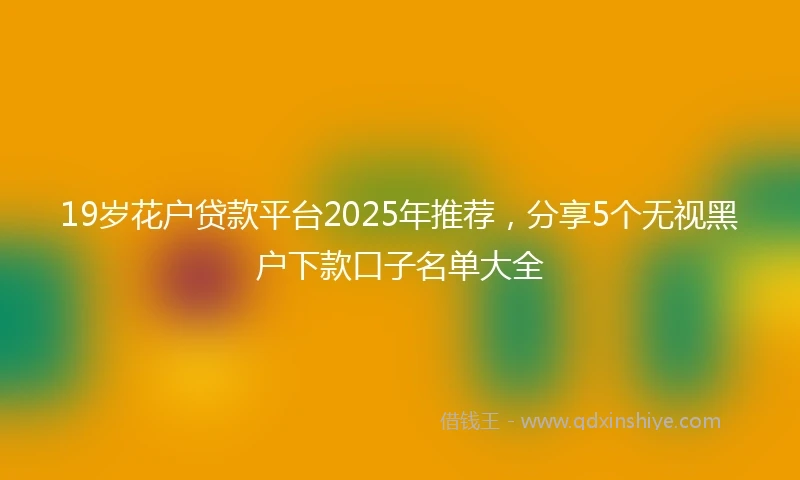 19岁花户贷款平台2025年推荐，分享5个无视黑户下款口子名单大全