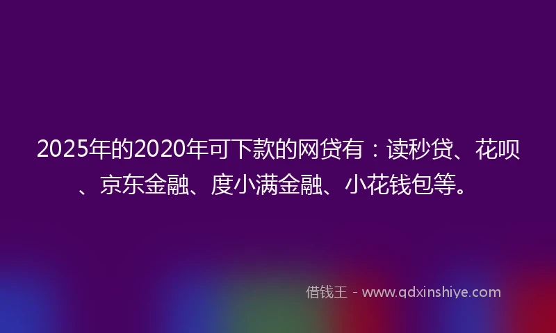 2025年的2020年可下款的网贷有：读秒贷、花呗、京东金融、度小满金融、小花钱包等。